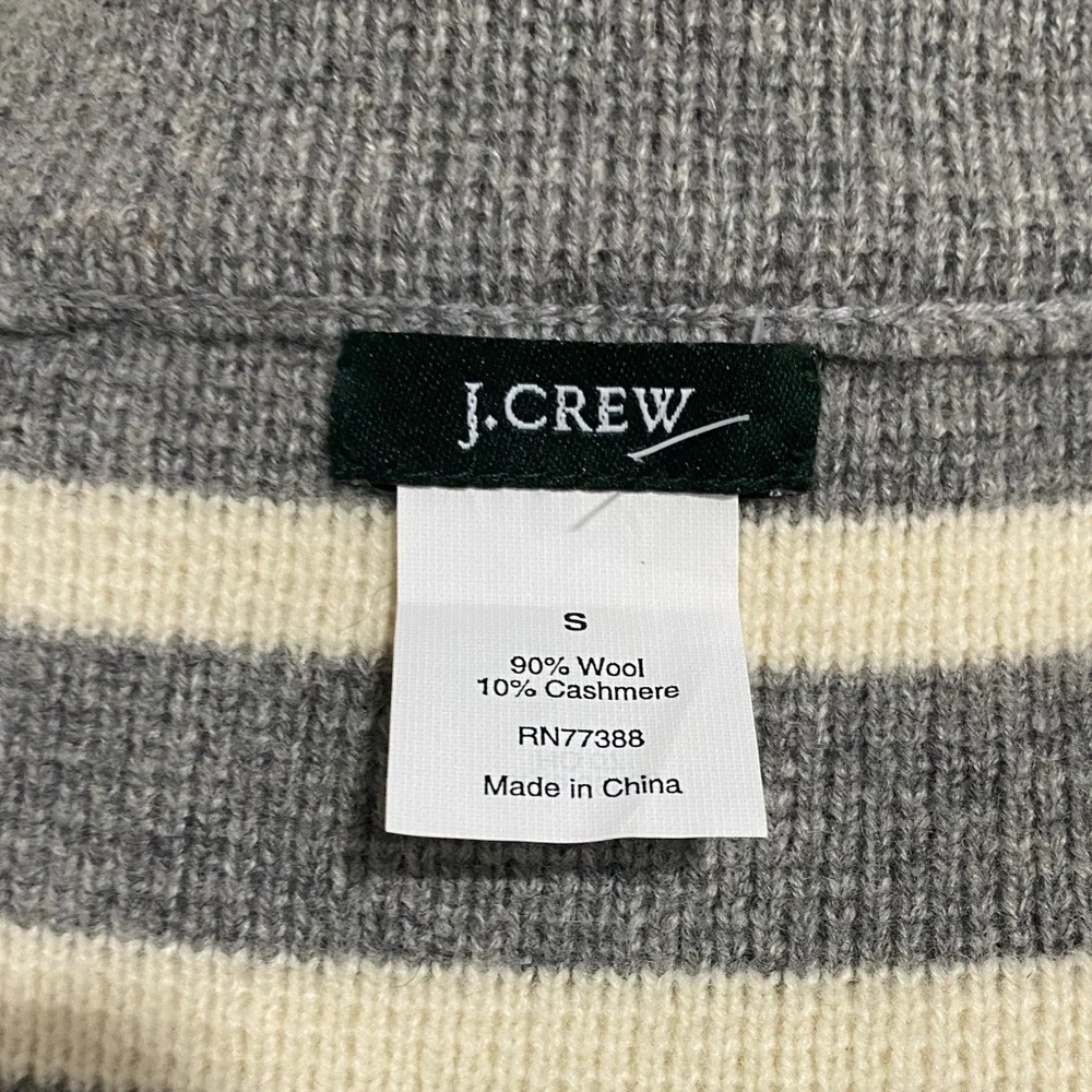 Women’s J. Crew Striped Gray and Cream Coat - Picture 5 of 7
